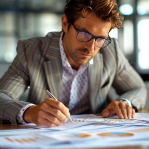 ai gen dressed executive analyzing data