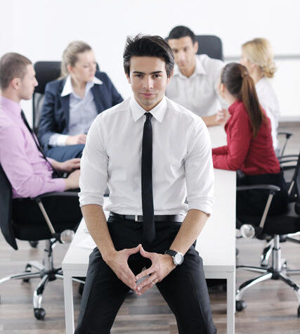 young engineers at meeting