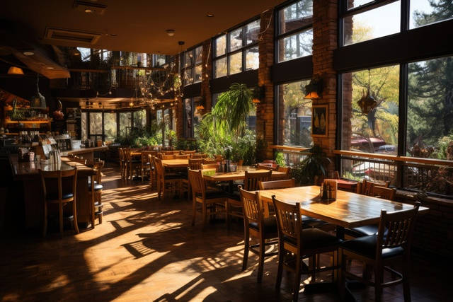 inside restaurant building daytime