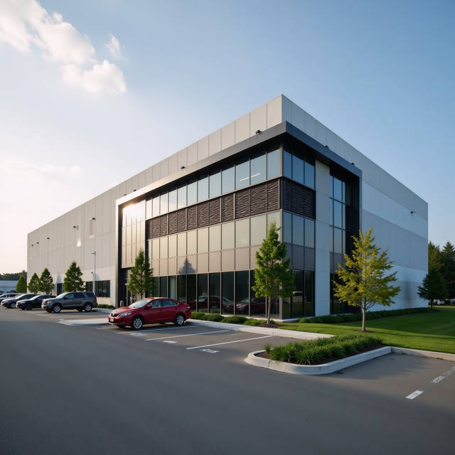 large modern industrial office warehouse